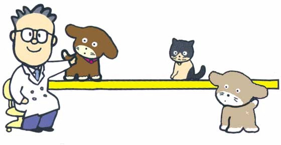 獣医師と犬ねこのイラスト