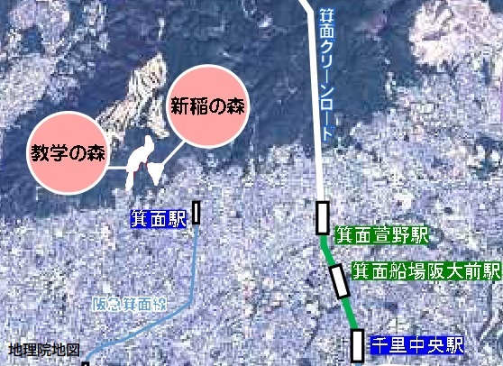 教学の森、新稲の森位置図