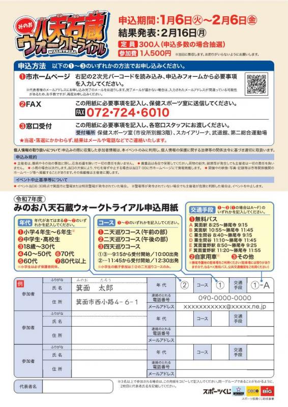 R7 年度みのお八天石蔵ウォークトライアルチラシ裏