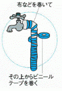 布などを巻いて、上からビニールテープを巻く